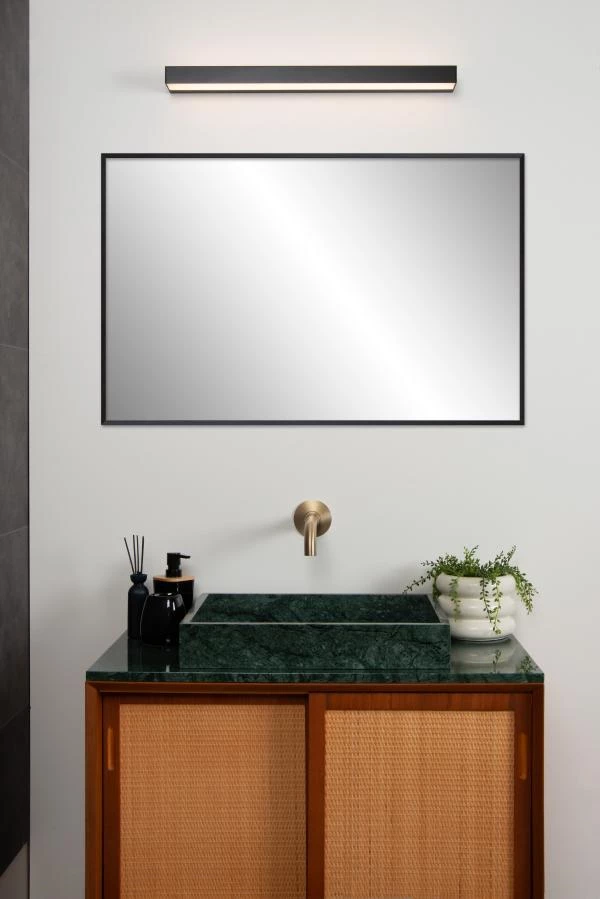 Lucide ALEXA - Wall light Bathroom - LED - 1x8W 3000K - IP44 - Black - atmosphere 1